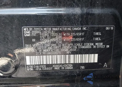 2019 Toyota Rav4 Le from USA, damaged, VIN 2T3F1RFVXKC024515